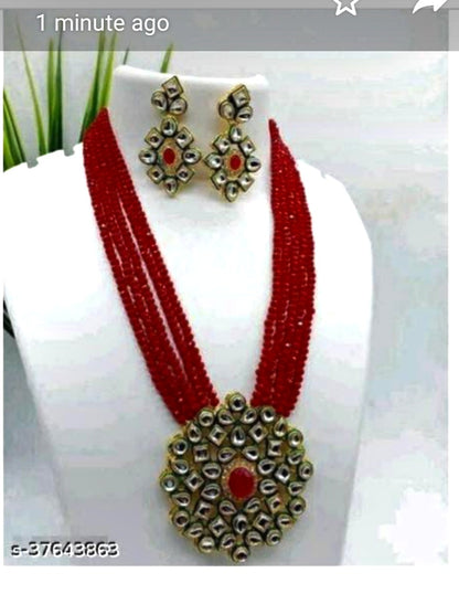 Beautiful designer beads long necklace with earing