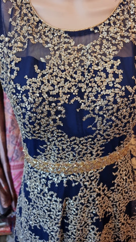 Beautiful designer sequins work gown only