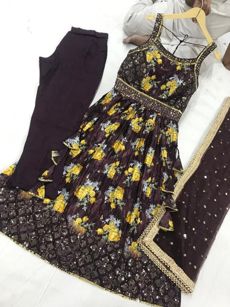 Beautiful designer nyra cut peplum pakistani suit