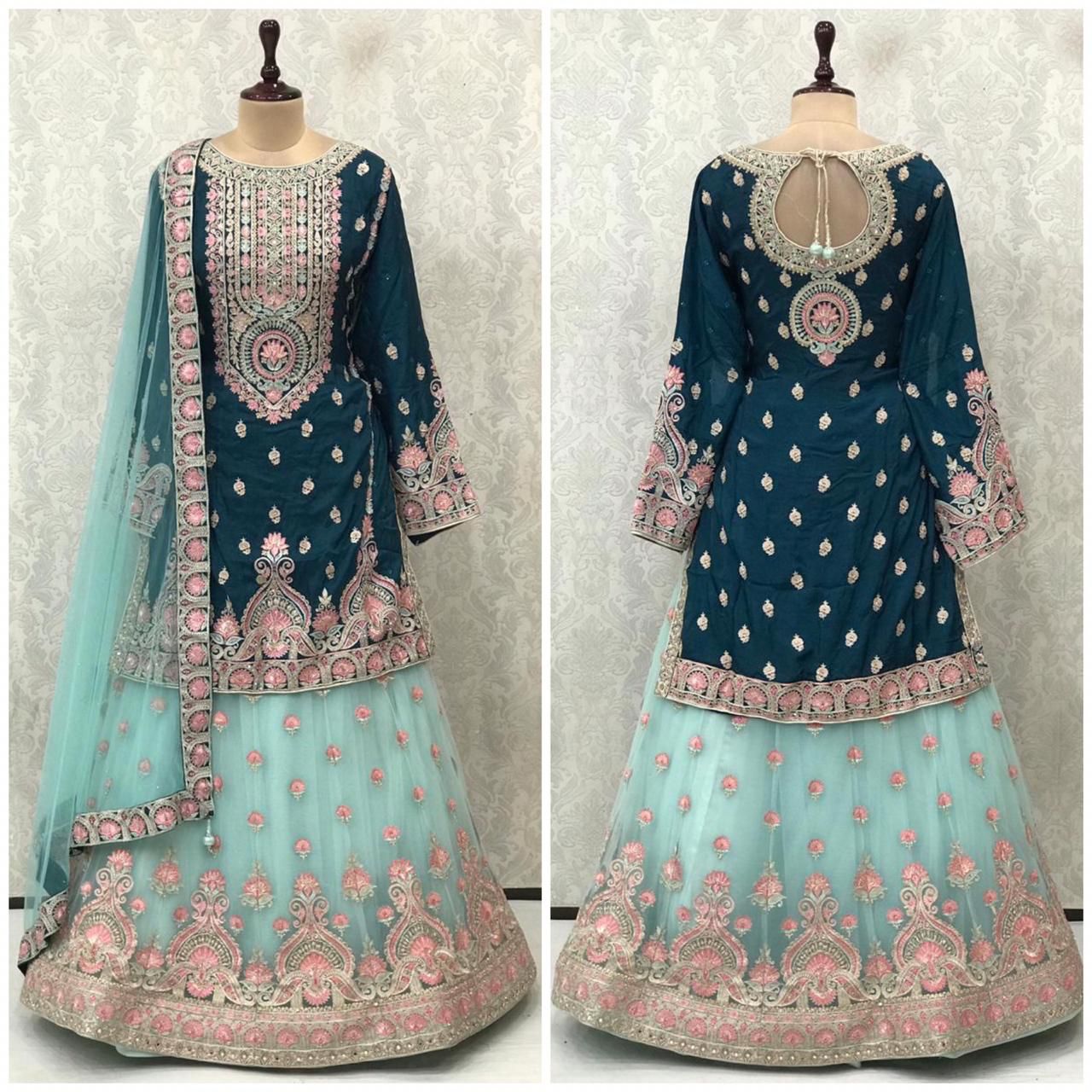 Beautiful designer ready made long top lengha