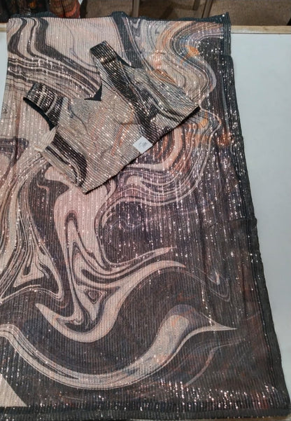 Beautiful designer sequins saree with readymade blouse