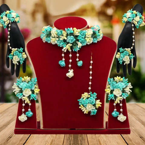 Beautiful designer  Synthetic Rose Floral Necklace Set