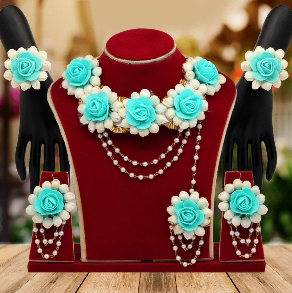 Beautiful designer  Synthetic Rose Floral Necklace Set