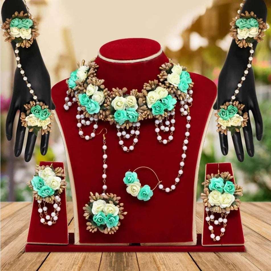 Beautiful designer Synthetic Rose Floral Necklace Set