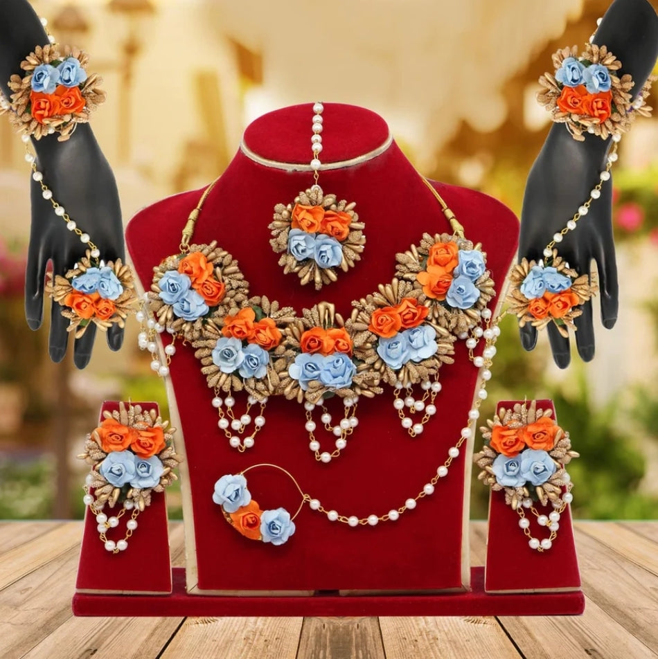 Beautiful designer Synthetic Rose Floral Necklace Set