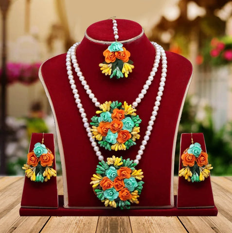 Beautiful designer Synthetic Rose Floral Necklace Set