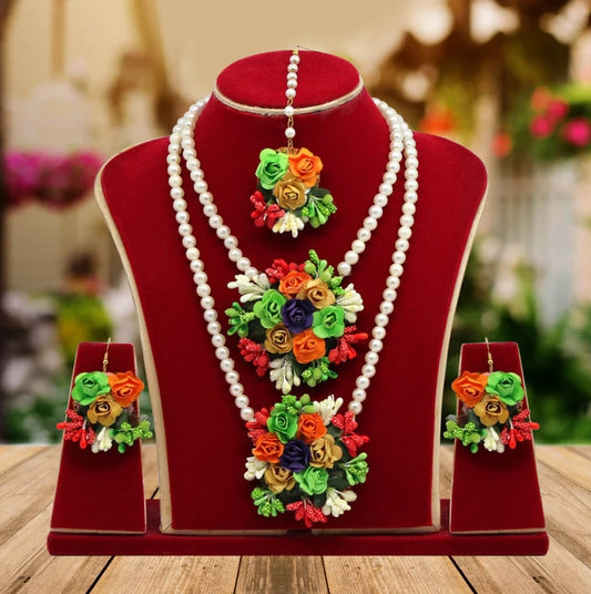 Beautiful designer Synthetic Rose Floral Necklace Set