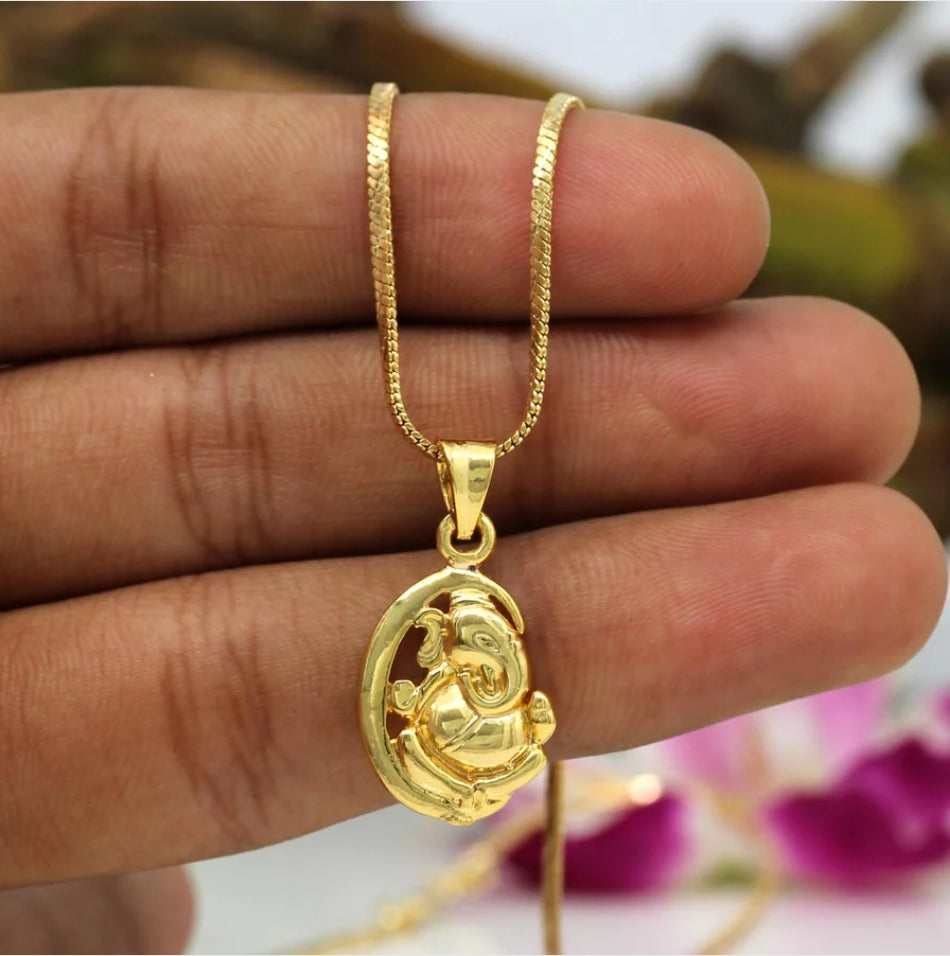 Gold Color Lord Ganesha Temple Locket