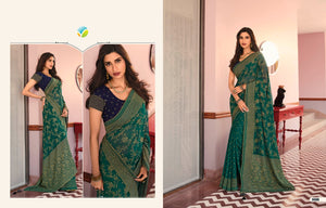 Beautiful designer saree with unstitched blouse