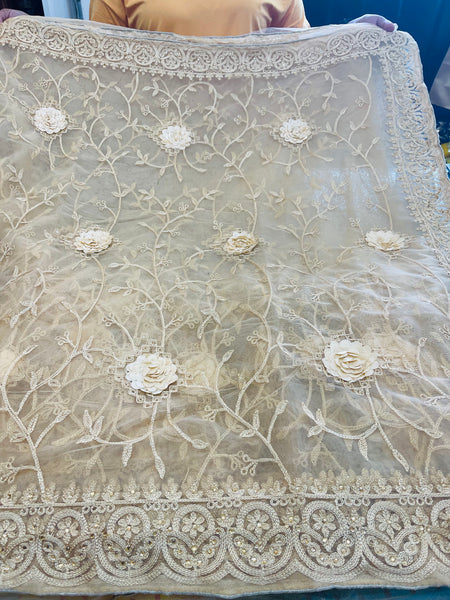 Beautiful designer net embroidery saree
