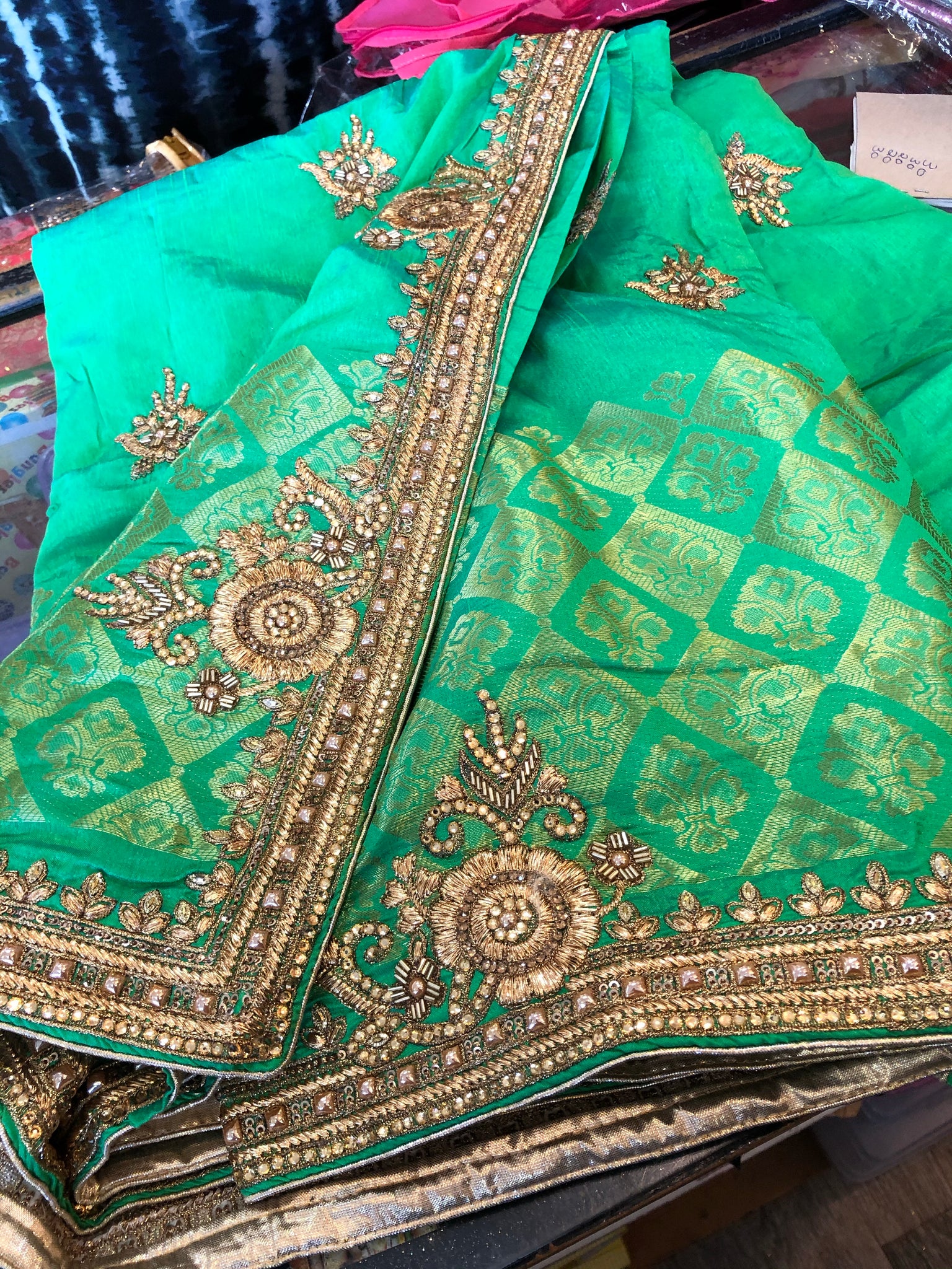 Beautiful designer heavily embroidery silk saree