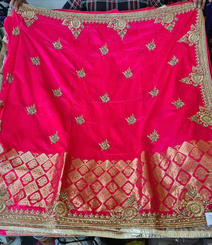 Beautiful designer heavily embroidery silk saree