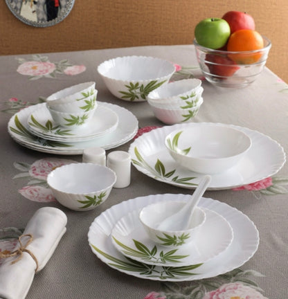La Opala Trinity Green 29 Pcs Opalware Dinner Set White – Ethnic