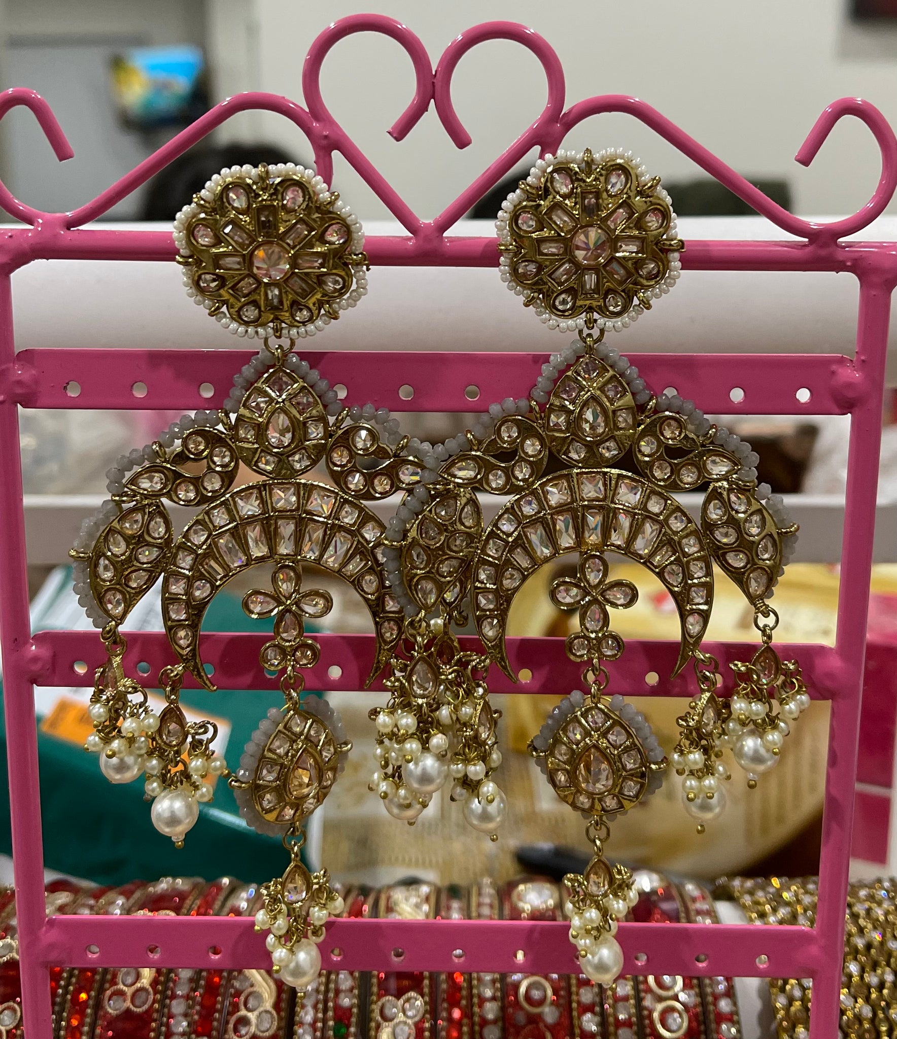 Beautiful designer oversized polki earrings