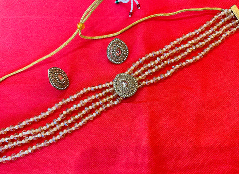 Beautiful designer pearl choker necklace set