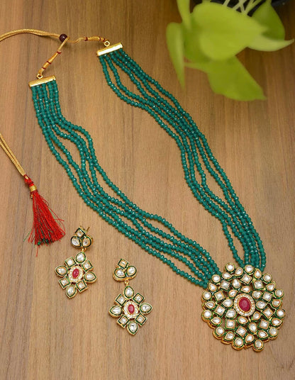 Beautiful designer beads long necklace with earing