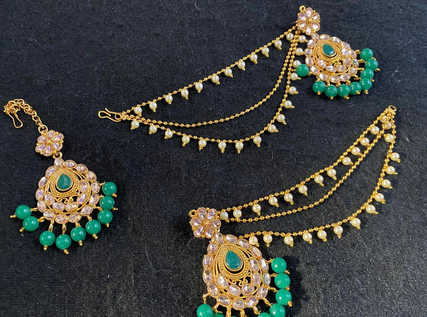 Beautiful designer bahubali earrings with bindi/tikka set