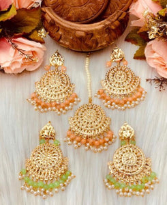 Beautiful designer traditional style earrings with tikka