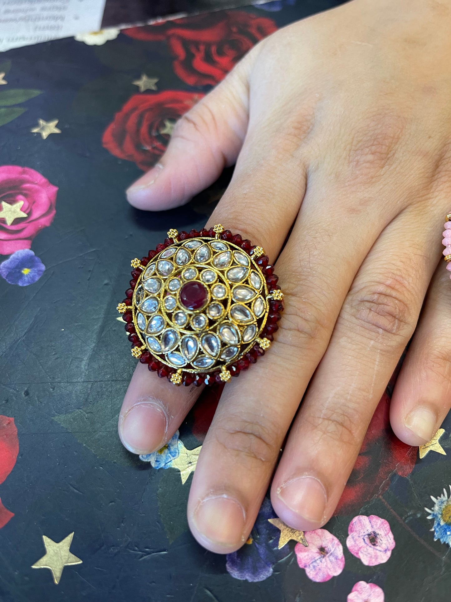 Beautiful designer polki stone ring