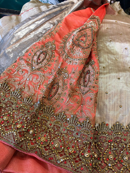 Beautiful designer silk heavily embroidery saree