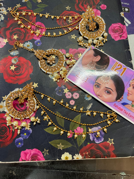 Beautiful designer bahubali tikka earrings set