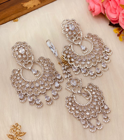 Beautiful designer American diamond earrings with bindi