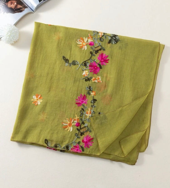 Beautiful designer floral embroidery scarf