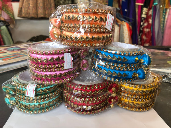 Beautiful designer silk thread bangles set