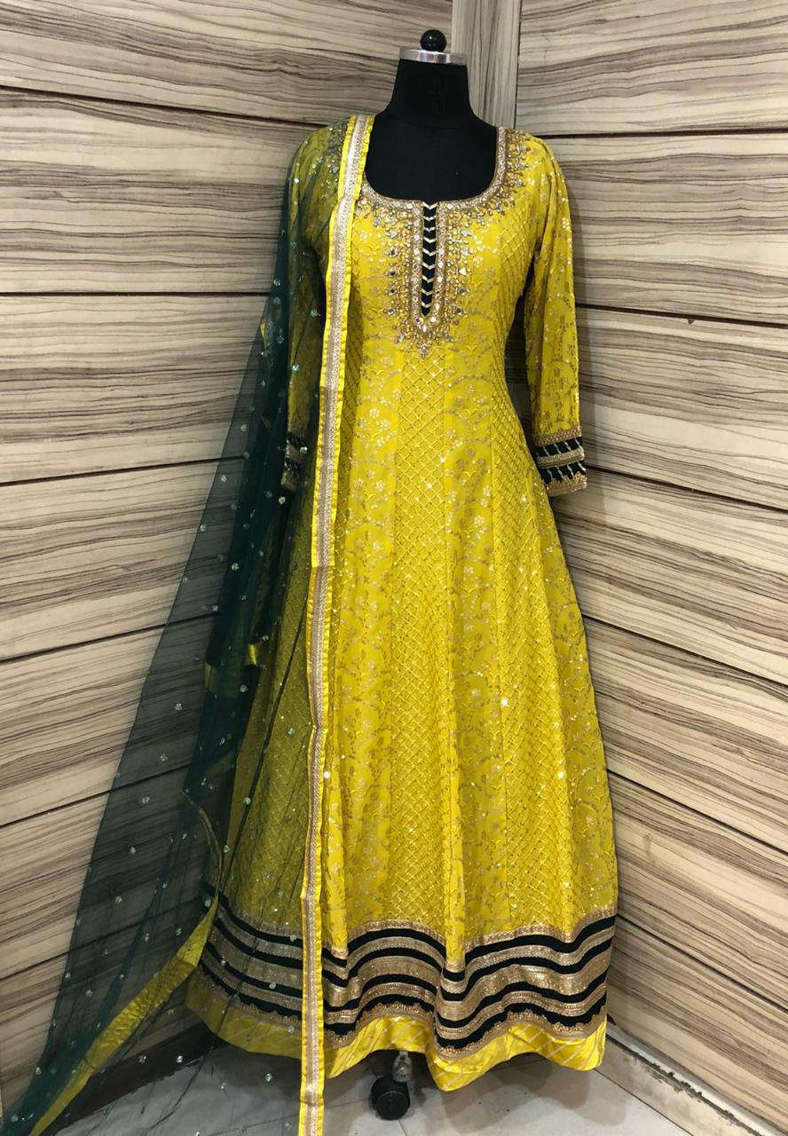 Beautiful designer lucknowi embroidered gown style anarkali