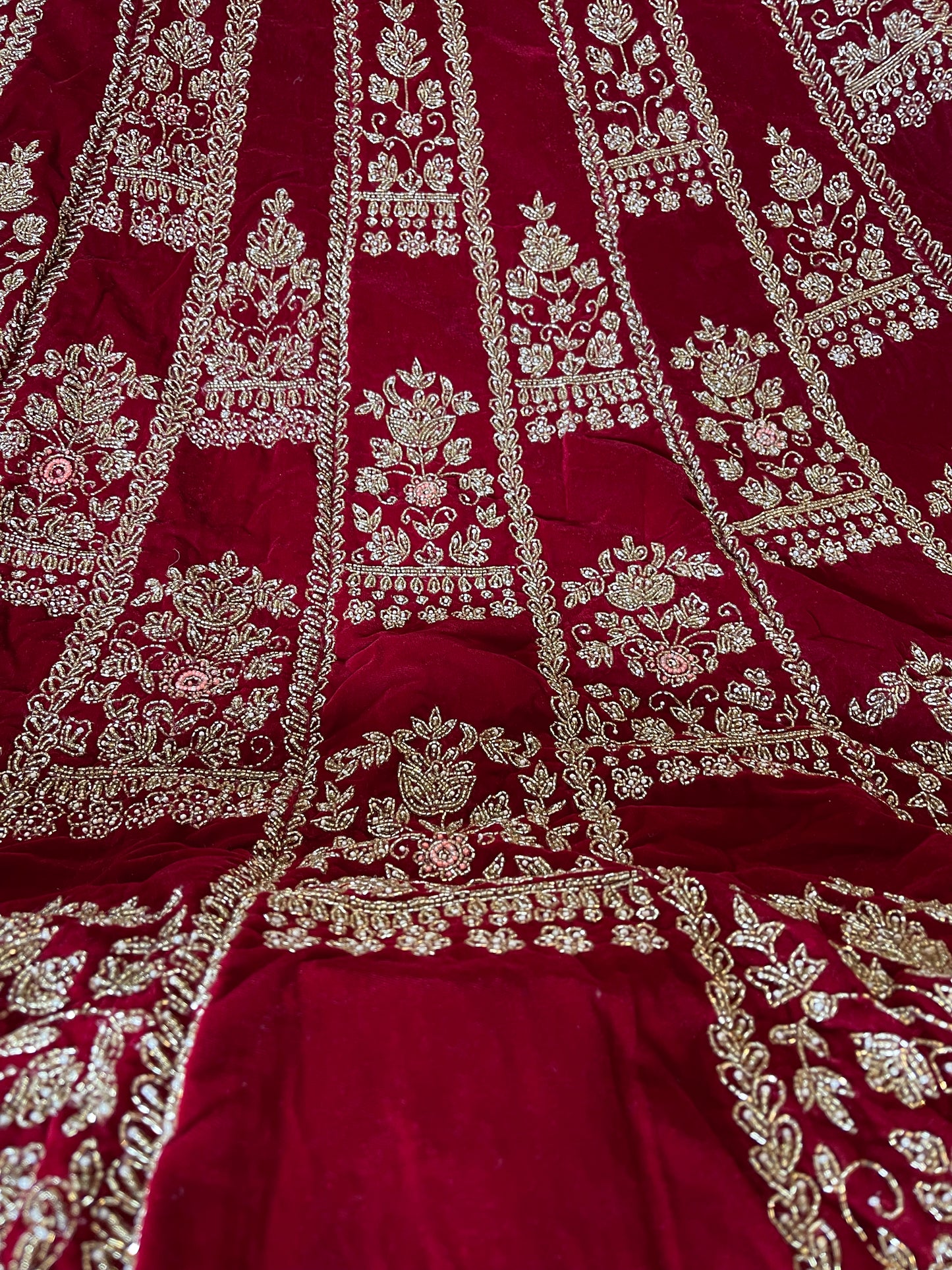 Beautiful designer bridal velvet unstitched lengha