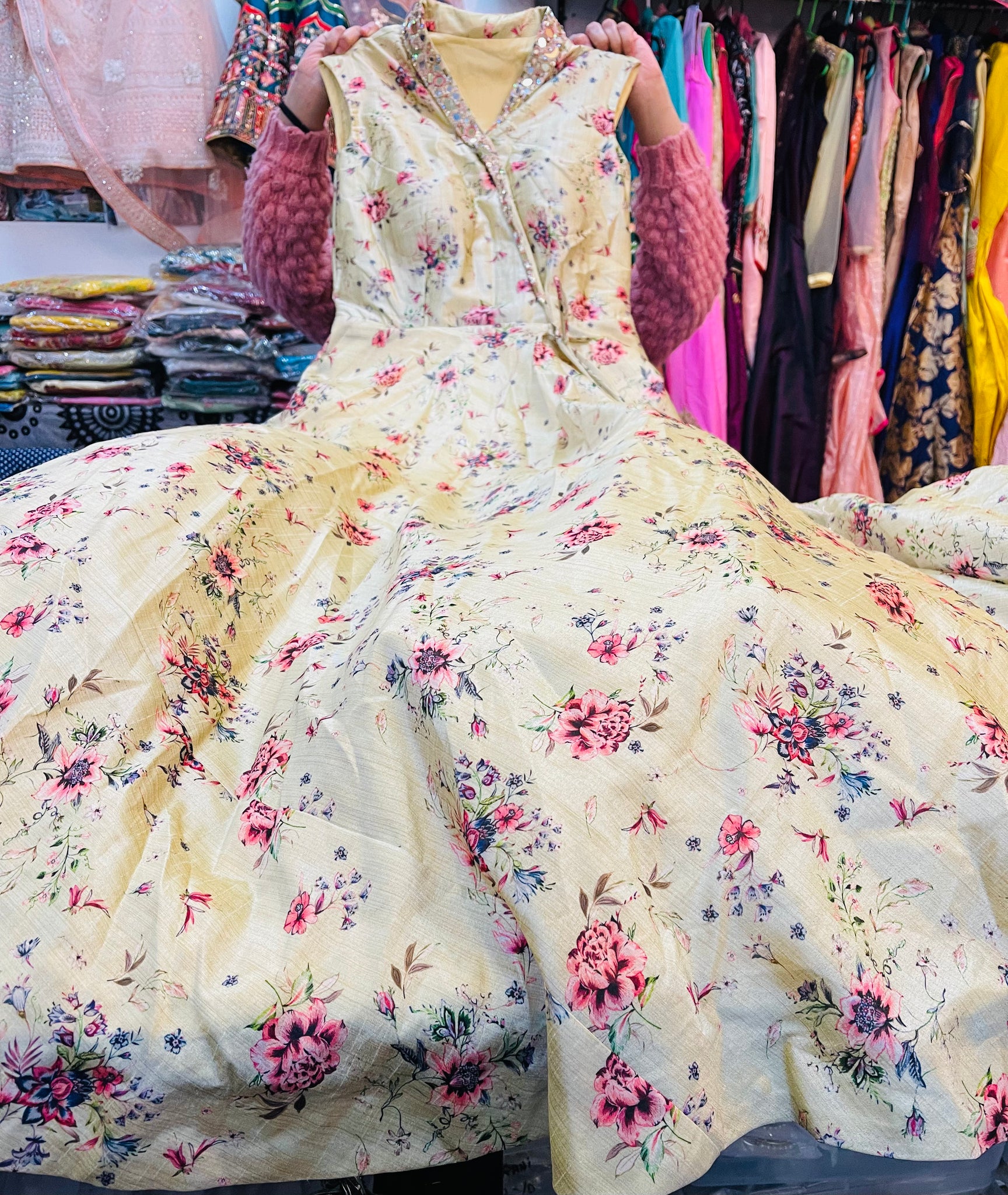Beautiful designer floral indo western look gown