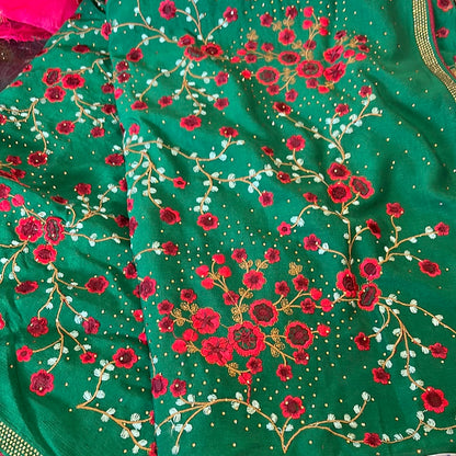 Beautiful floral embroidery designer saree