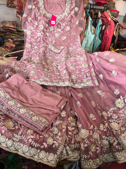 Beautiful designer heavily embroidery sharara suit