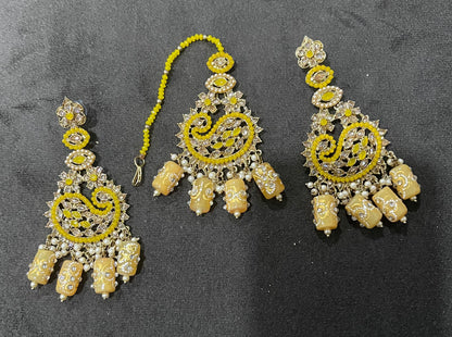 Beautiful designer earrings with bindi/tikka