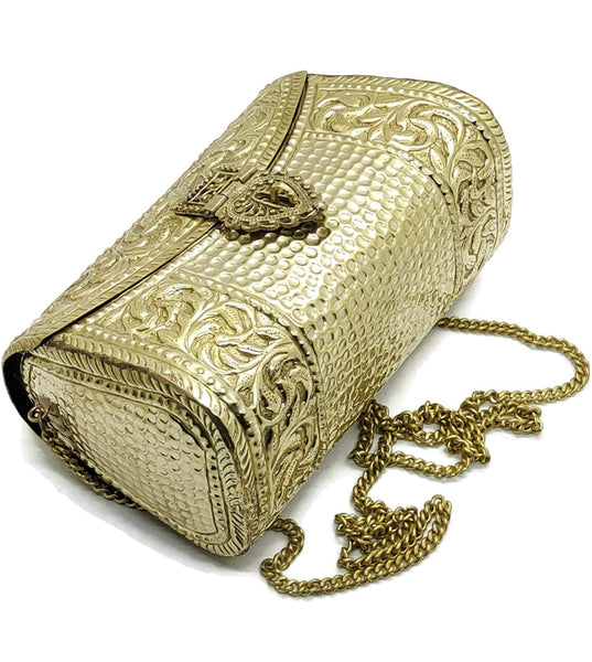 Beautiful designer women gift bridal bag Brass Metal Clutch Sling Bag Indian Ethnic Antique clutch