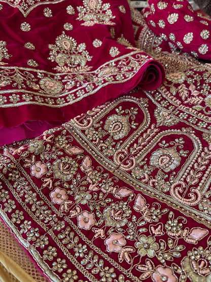 Beautiful designer velvet bridal lengha