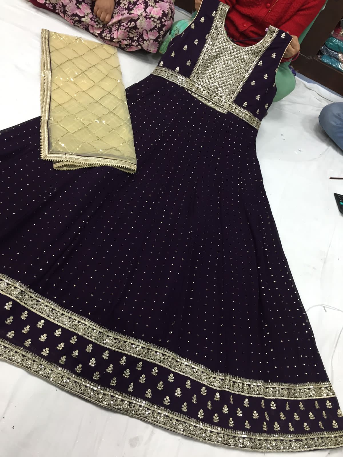 Beautiful designer gown style anarkali suit with belt