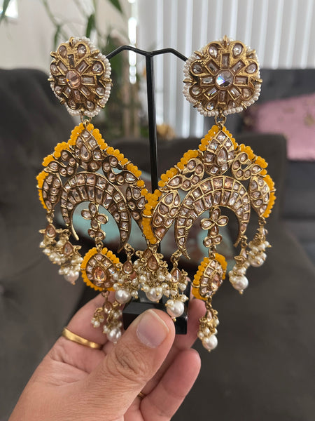 Beautiful designer oversized polki earrings