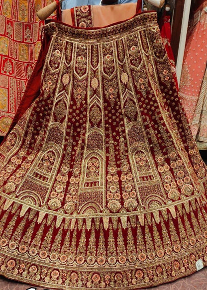 Beautiful designer bridal velvet unstitched lengha