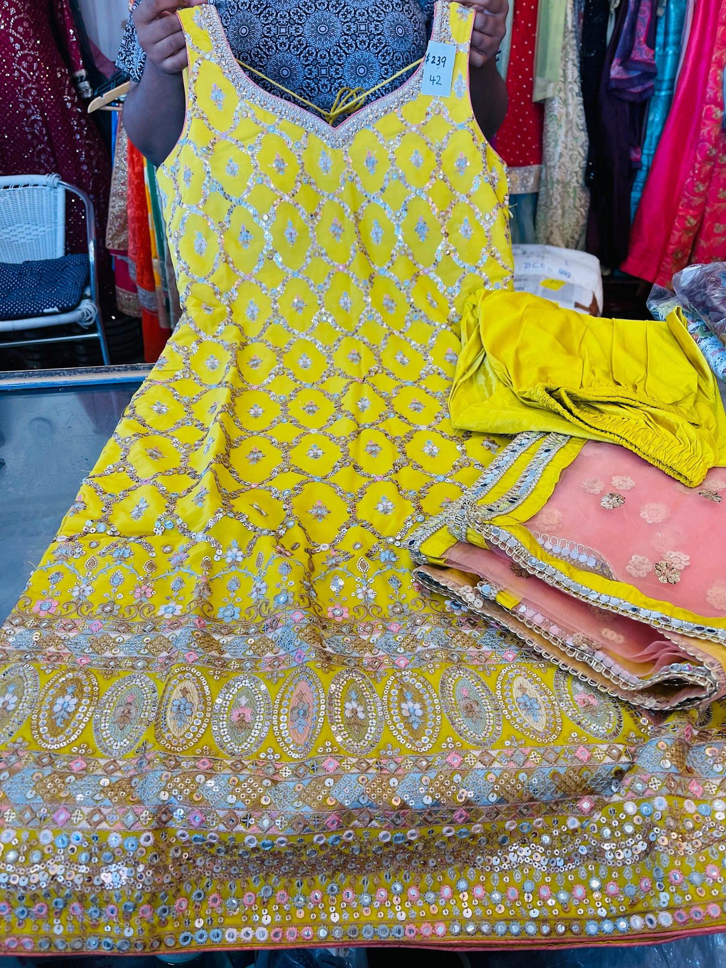 Beautiful designer straight Churidar suit