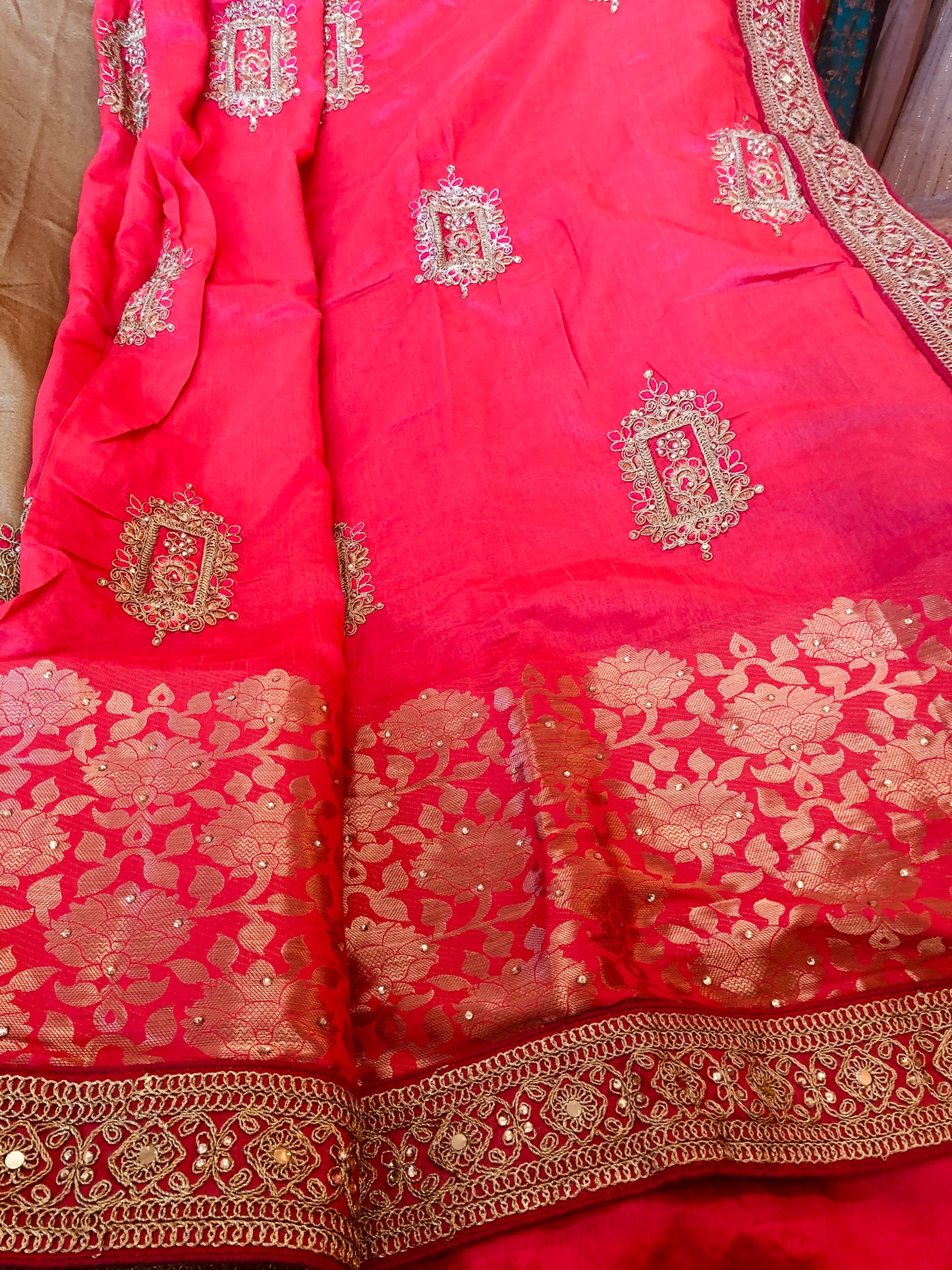 Beautiful designer half & half silk saree