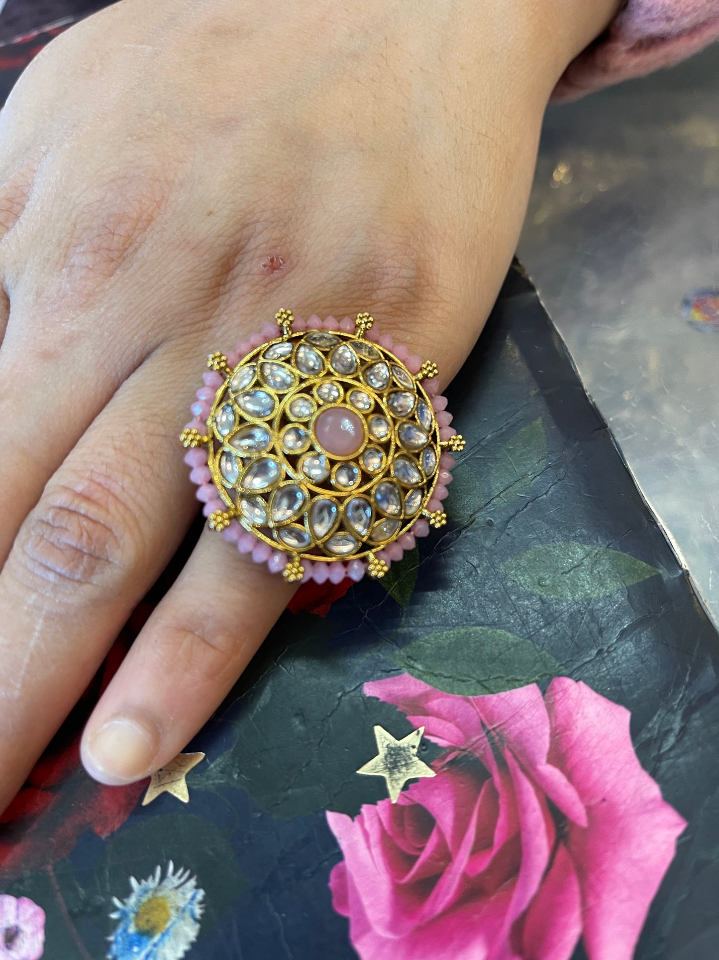 Beautiful designer polki stone ring