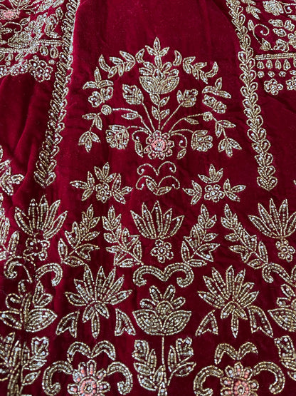 Beautiful designer bridal velvet unstitched lengha