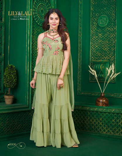 Beautiful designer SPAGHETTI TOP GHARARA AND SHARARA WITH DUPATTA