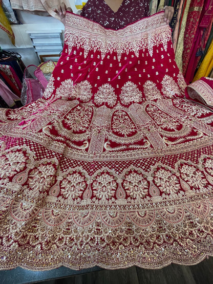 Beautiful designer heavily embroidery bridal lengha