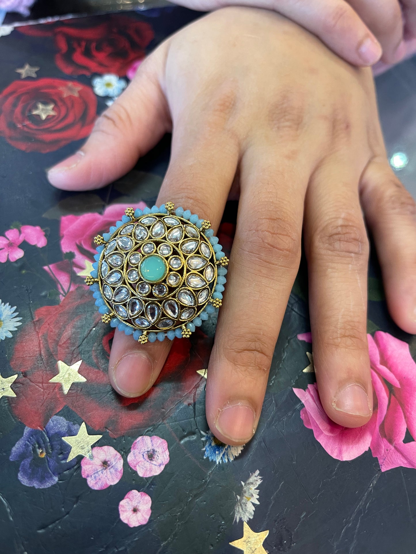 Beautiful designer polki stone ring