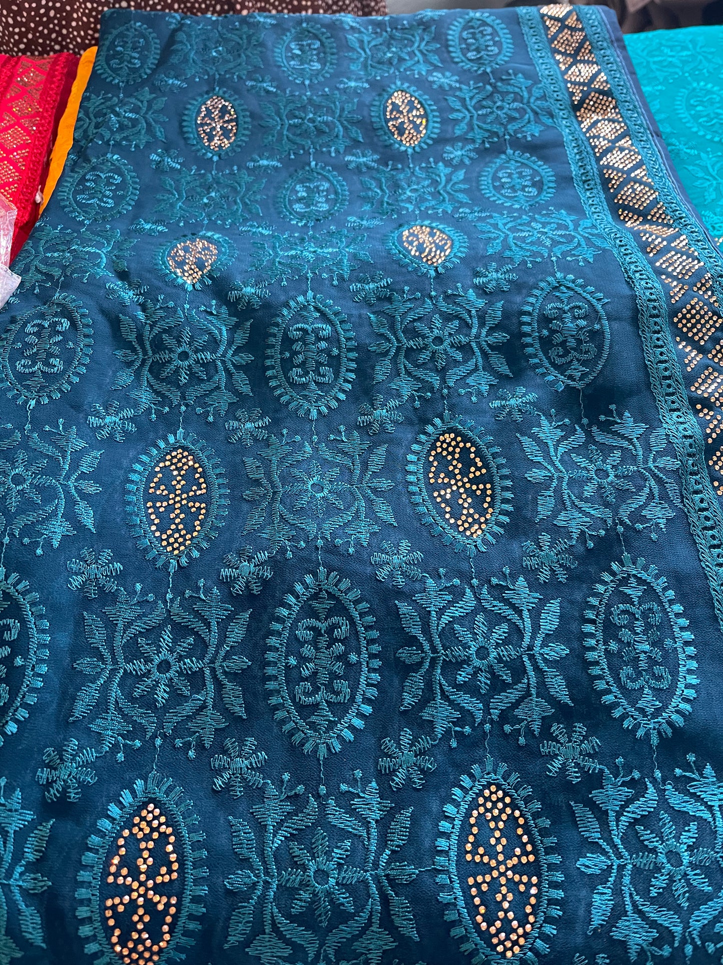 Beautiful designer lucknowi embroidery saree