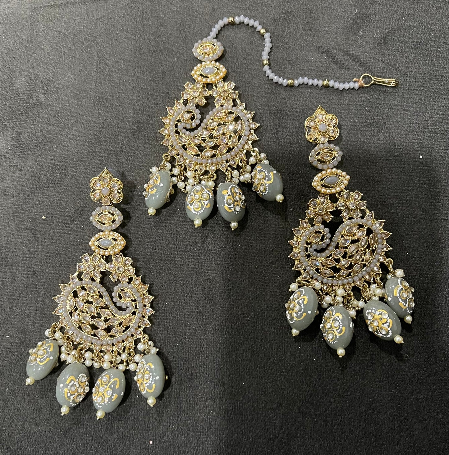 Beautiful designer earrings with bindi/tikka