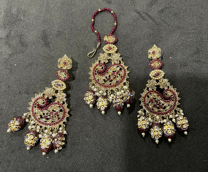 Beautiful designer earrings with bindi/tikka