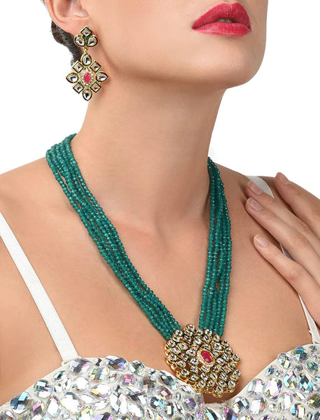 Beautiful designer beads long necklace with earing